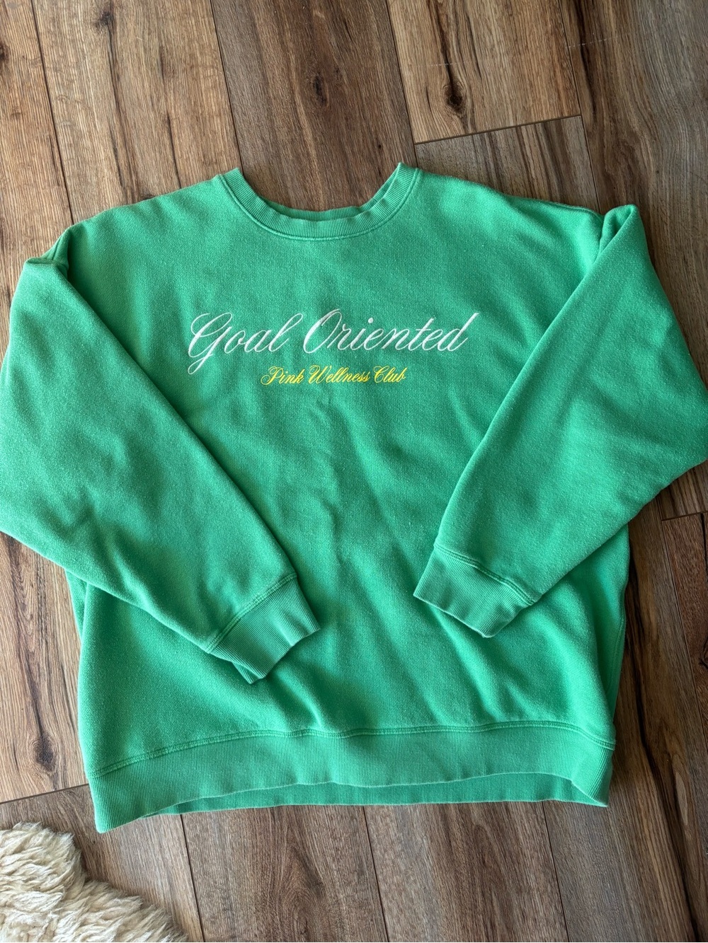 Goal Oriented Green Crewneck Sweatshirt - VS Pink Wellness Club